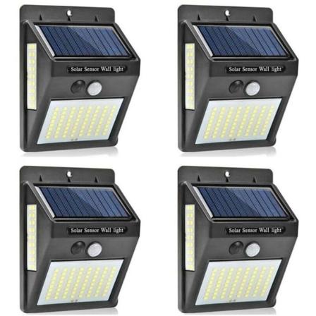 Ulkovalot, [ 4 kpl 100 LED ] Vedenkestävä aurinkopaneelivalo Aurinkovoimalla toimiva valo liiketunnistimella Langaton turvavalo Seinävalaisin 