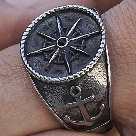 Anillo plateado Gravel Leon para hombres - Anillos tipo sello