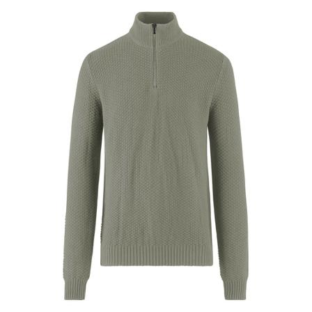 BomBoogie Cotton Wool Blend Tricot Sweater with Zip Grå, Herre