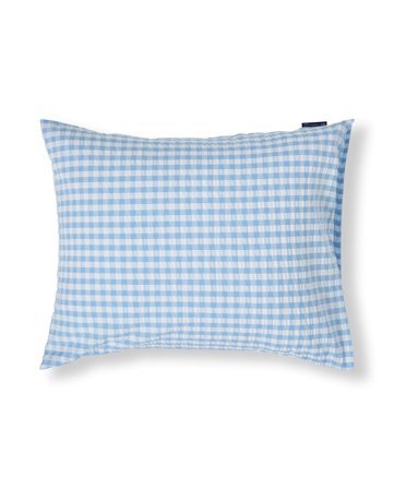 Lexington Karierter baumwoll-seersucker-kissenbezug, blau/weiß