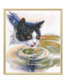 Kirjontapakkaus Taulu Janoinen kissa