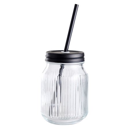 Day glaskrus med låg og sugerør – 0,45 l