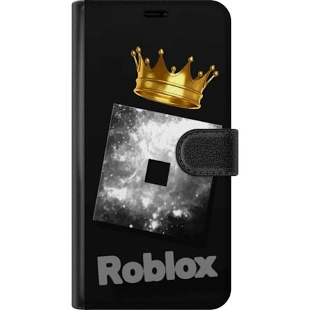Kompatibel Tegnebogsetui til Motorola Motorola Edge 50 Ultra Minimalistisk sort og sølvfarvet Roblox-symbol med gylden krone og luksuriøs gamer-æst