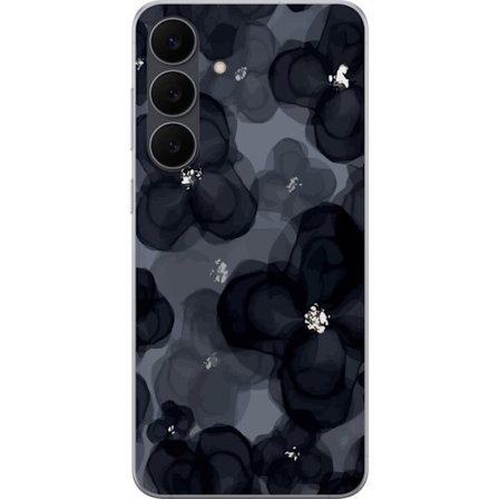 Kompatibelt Mobildeksel til Samsung Galaxy S25 FE Abstrakt mørkt blomstermønster i svartgrå toner med en elegant og dramatisk følelse