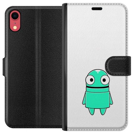 Kompatibel Tegnebogsetui til Apple Apple iPhone XR Turkis tegneseriefigur med store øjne og en glad personlighed i enkel illustration