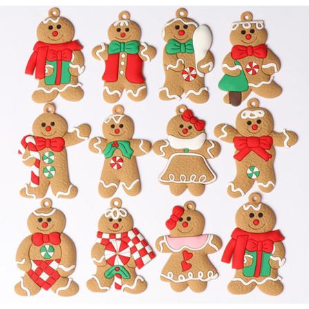 12 st pepparkaksgubbe-prydnader för julgran - Blandade plastpepparkaksgubbe-figurer prydnader för julgran hängande dekorationer 3 tum