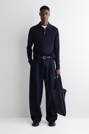 COS Homme Polo Slim En Laine Mérinos in Bleu