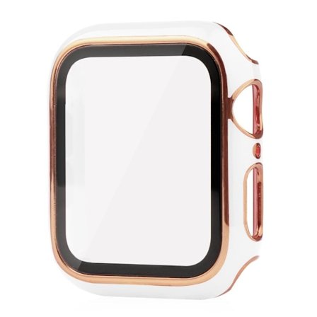Apple Watch Series 8 (45mm) dual color electroplating cover with tempered glass - White / Gold