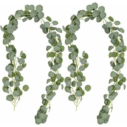 Kunstig Eucalyptus Girlande Sæt af 2 Greenery Girlande Falsk Silke Eukalyptus