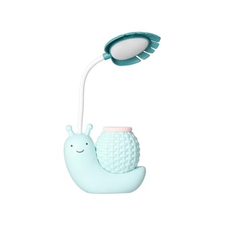 LED-p yt lamppu kyn npidikkeell , USB-ladattava, piirretty el in etana p yt lamppu, joustava varsi, sininen