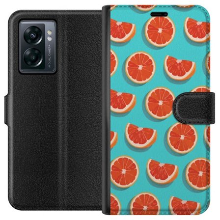 Kompatibelt Lommeboketui til OnePlus Nord N300 Illustrert mønster med gjentatte grapefrukt skiver mot en turkis bakgrunn