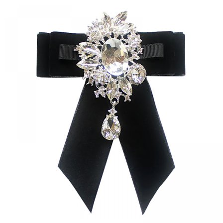 Fjärilsnål Brosch Krage Pin Smycken band Tyg Rosett Rosett Brosch Brosch Pin för Bröllopsfest, Svart