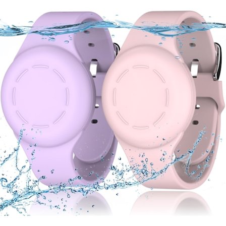 Vanntett AirTag Armbånd for Barn [2-pakning] Kompatibel med Apple AirTag Finnere med Myk Silikon, Anti-Tapte G