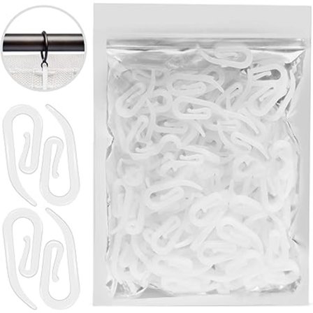 100-pack gardinkrokar i plast, vita, 120-pack – 2,8 cm x 1,2 cm