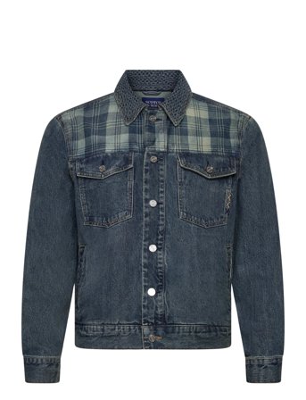 Scotch & Soda | Denim Trucker Jacket With Contrast Check Panelling | S