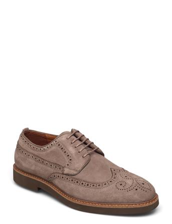 Casual Derby Shoe With Wingtip Beige TGA By Ahler