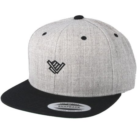 Xaka - Grå snapback Keps - Shaka Hand Small Heather Grey/Black Snapback @ Hatstore