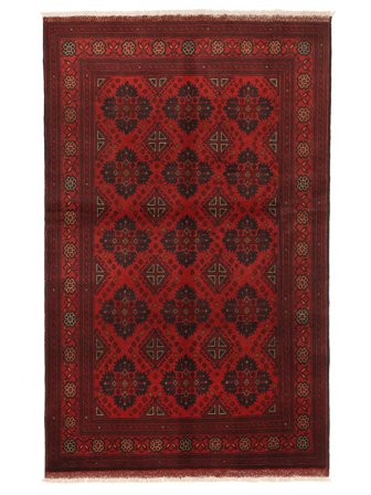 Handgeknüpft Afghan Khal Mohammadi 126X201 Wollteppich Schwarz/Dunkelrot Klein