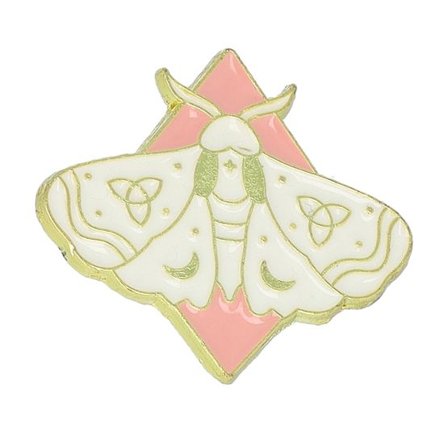 Cap Pins - Vit Tillbehör - Witch Butterfly Light Metal Enamel Pin @ Hatstore