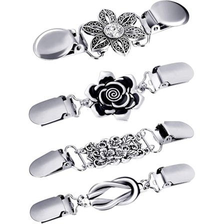 4 stk. Vintage Sweater Scarf Clips Retro Cardigan Krave Clips