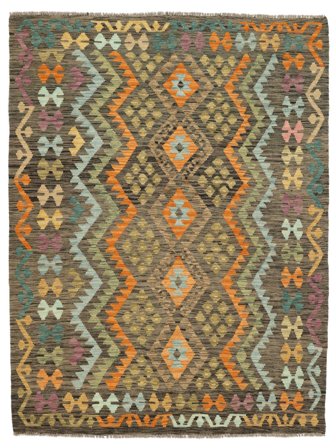 Koberec Orientální Kelim Afghán Old Style 154X204 Hnědá/Černá (Vlna, Afghánistán)
