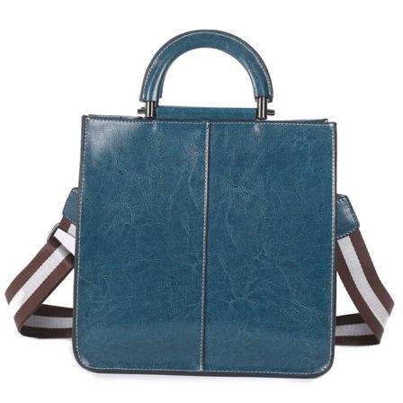 Kvinder Dame Håndtaske Stitching Læder Skuldertaske Mode Kohud Håndtaske Peacock Blue