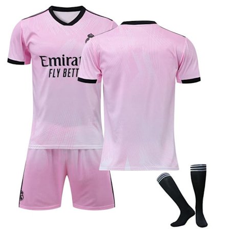 /NN/Real Madrid Pink Commemorative Edition Trøje Team Fodboldtrøje 3-delt Sæt til Børn Voksne XS(160-165CM)