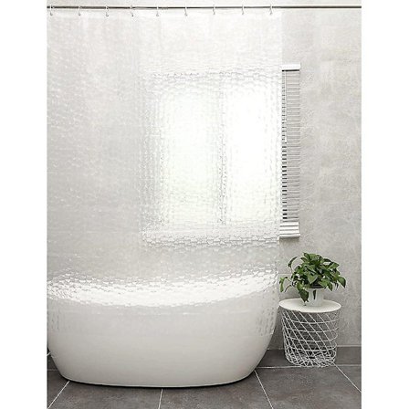 Dusjforheng med vannkubmønster, vanntett EVA-badeforheng med 12 kroker (1,81 x 1,8 cm)