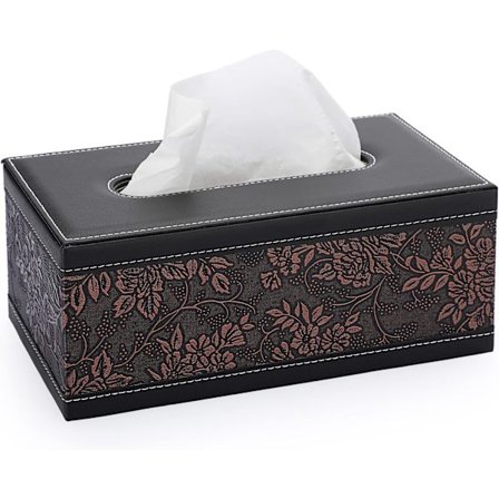 Rektangulär läder servettlådeöverdrag - Snygg servettlådehållare med magnetisk botten, dekorativ PU-servettlåda för fåfänga byrå
