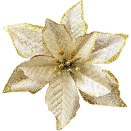 Julklappsprydnader Rea 12-pack Guld Julglitter Julstjärna Konstgjorda Blommor Julgranspynt