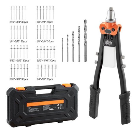 Håndbetjent To-Hånds Nittepistol-Duoku-Komplet Nitteværktøjssæt-230 Nitter-5 Udskiftelige Spidser