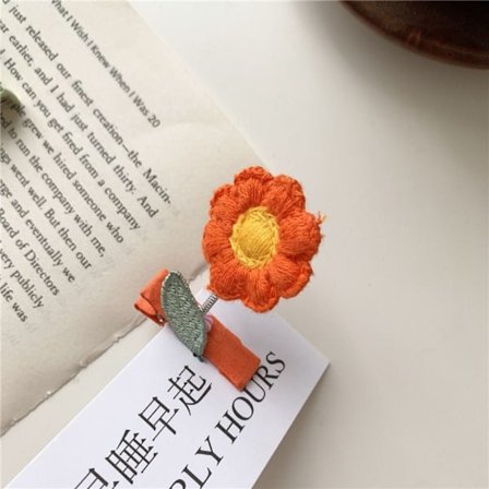 5 kpl 3D Auringonkukka Otsatukka Klipsi Neulottu Jousi Hiuspinni ORANSSI