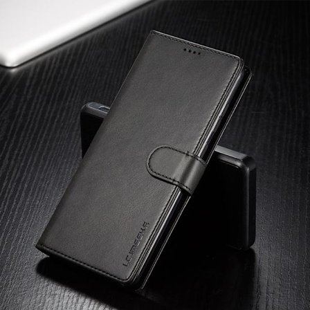 Galaxy A8 2018 Magnetisk Flip Cover med Kalvetekstur Holder Kort Slots og Fotoramme Holder [DB]