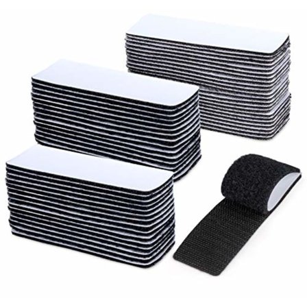 Dubbelsidig kardborre 3 x 10 cm, 30 par industriell kraftig kardborre - Svart extra stark självhäftande rektangel för alla