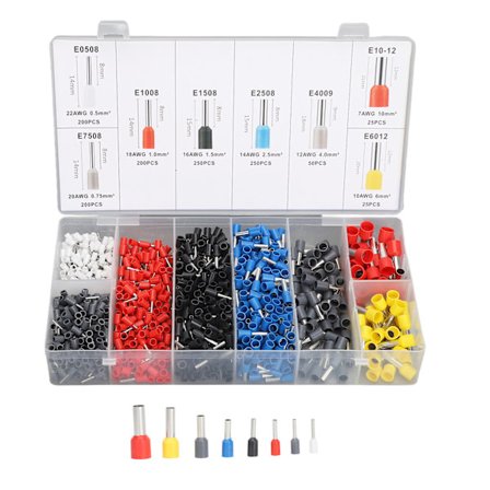 1200 stk. Koldpressede ledningskrimpterminaler, elektriske stik til hjemmet og bilen