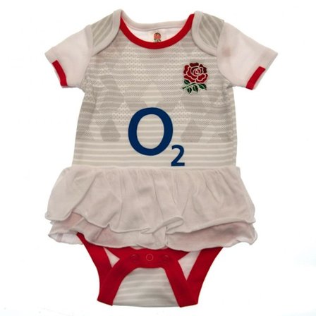 England RFU Baby Crest Tutu Kjolf Body 6-9 Månader Vit/Röd