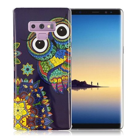 Samsung Galaxy Note9 mobiletui i silikone med kvalitets mønster - Farverig ugle