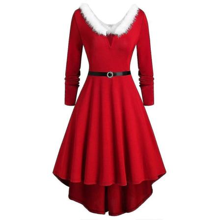 Kvinders Fru Julemand Jul Fancy Dress Voksen Dame Xmas Party Kostume Red XL