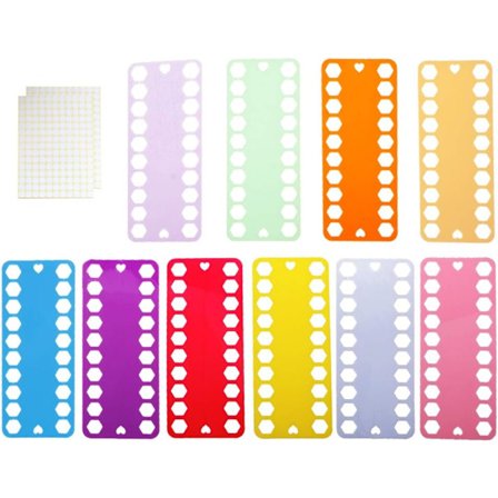 10 stk plast korssting trådholder oppbevaringsverktøy + 2 ark etikettlapper, håndarbeidsprosjektkort broderi etterbehandlingsbrett håndverktøy, 