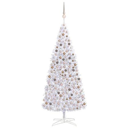 Vidaxl Plastgran Med Led Och Julgranskulor 400 Cm Vit Vit