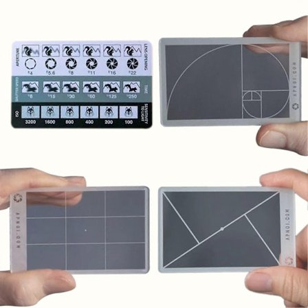 Kultainen leikkaus/Fibonacci-näkymän etsinviivainkortti - Olennainen sommittelutyökalu taiteilijoille ja valokuvaajille - Täydellinen