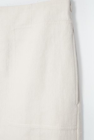COS Women's Maxi Gonna Utility In Twill Di Lino in Bianco