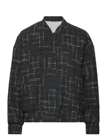 Tweed Bomber Jacket Bomberjakke Svart Mango*Betinget Tilbud