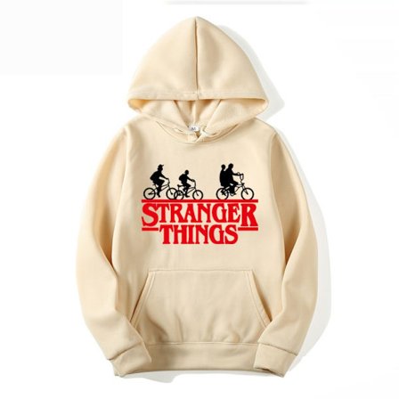 Stranger Things -painettu fleecevuorillinen huppari - Beige - Koko 2XL Beige Beige