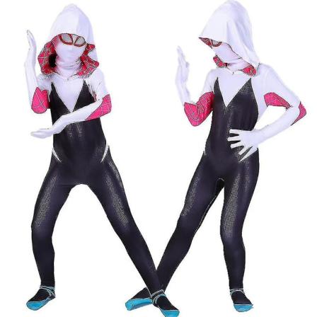 4-10 år Børn Piger Spider Gwen Med Maske Cosplay Jumpsuit Kostume 7-8 Years