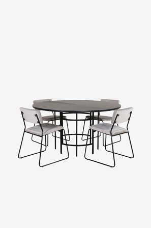 Venture Home - Spisegruppe Copenhagen med 4 spisebordsstole Kenth - Sort - Spisegrupper - Fra Homeroom
