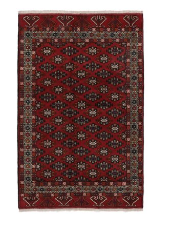 Hand Knotted Persian Turkaman Rug 163X248 Black/Dark Red