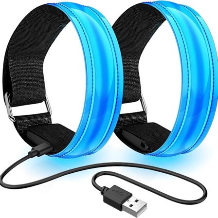 2 st. Uppladdningsbara LED-ljusarmband, reflekterande LED-löpararmband.