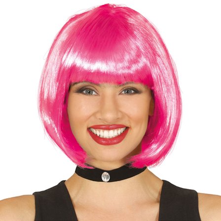 Lyhyt Peruukki Otsatukalla Vaaleanpunainen