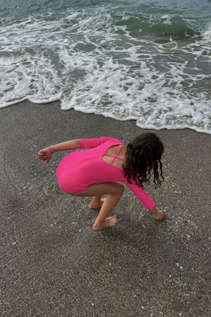 KIDS by NA-KD Långärmad baddräkt - Badkläder barn - Rosa - 86/92